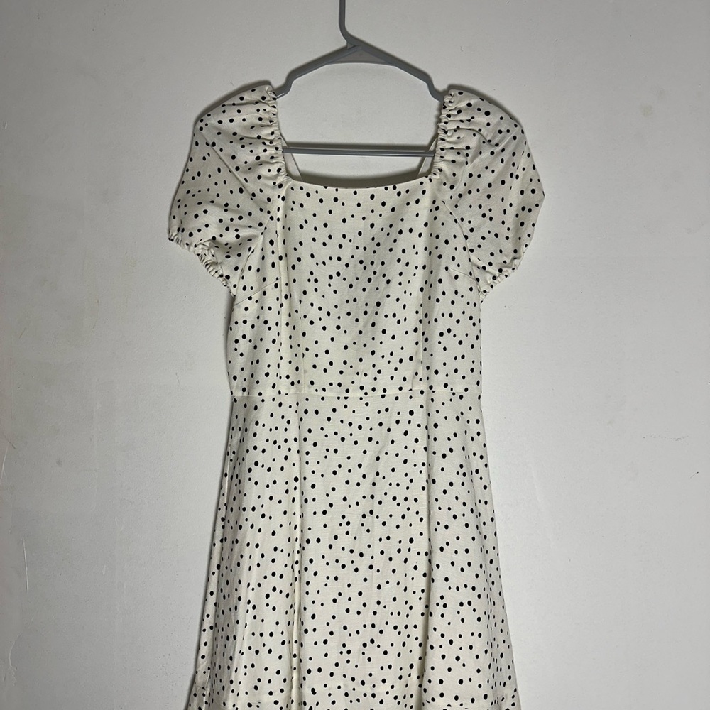 LOFT Ivory Dress with Black Dots